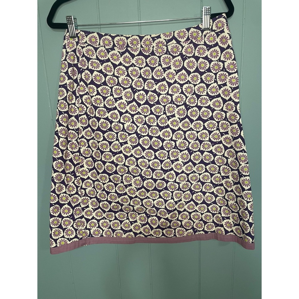 Boden Purple Floral A-Line Skirt 100% Cotton‎ Size 8